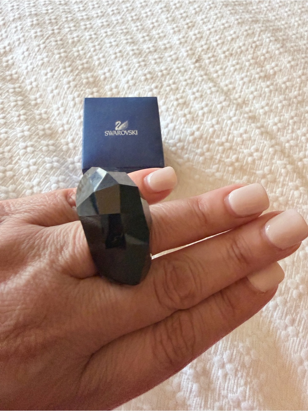 Swarovski Faceted Dark Gray Crystal Statement Ring - Picture 12 of 14
